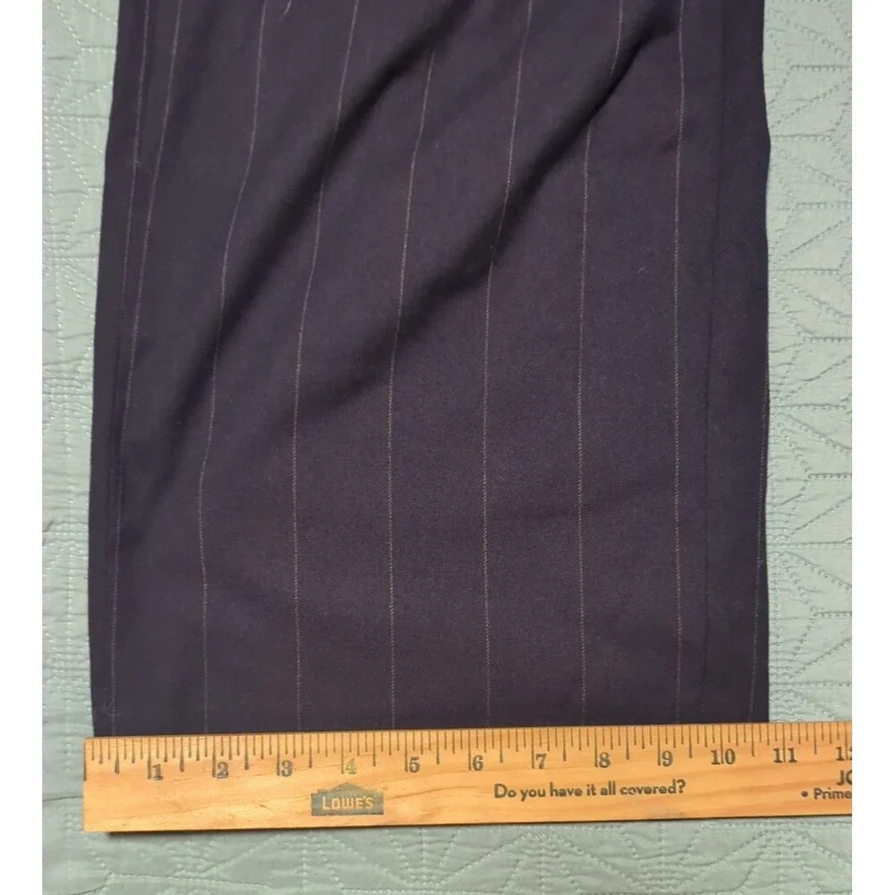 J.Crew Women's 16 Relaxed Fit Pleated Wide Leg Trousers Navy Pinstripe Office
